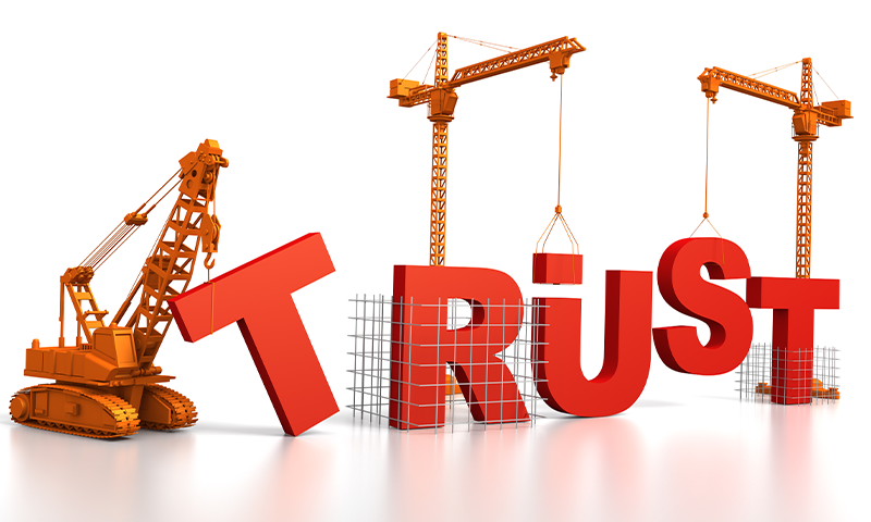 Illustration of trust being constructed over time
